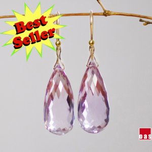 Solid 14k, Premium Rose de France Amethyst Earrings