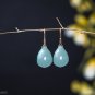 Solid 14k, Premium Jumbo Aqua Chalcedony Earrings