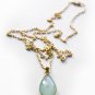Vermeil Artigiano Aqua-Chalcedony Earrings Necklace Set / OAS