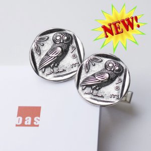 Sterling Silver Classic Greek Athena's Owl Tetradrachm Coin Cufflinks