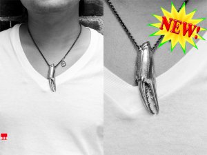 Sterling Silver Crab Claw Pendant Necklace. Unisex . 2 Chain Lengths