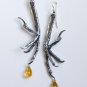 Sterling Silver Bird Talon Claw Earrings with Golden Citrine Briolettes