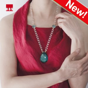 Vermeil Artigiano . Fine Aqua-Quartz Necklace . OAS . NY