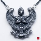 Sterling Silver Garuda Jewelry Necklace with 18" Aged Sterling Silver Chain