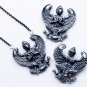 Sterling Silver Garuda Jewelry Necklace with 18" Aged Sterling Silver Chain