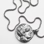 Silver Greek Classical Owl Athena Coin Tetradrachm Pendant W/Chain - no.7