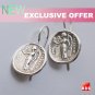 Solid Silver Byzantine Angel coin Drop Earrings, Athena on Reverse
