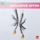 Sterling Silver Gold Color Citrine Gothic Jewelry Bird Talon Claw Charm Earrings