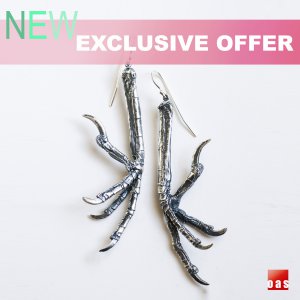 Sterling Silver Goth Gothic Jewelry Antique Bird Talon Claw Charm Earrings. oas