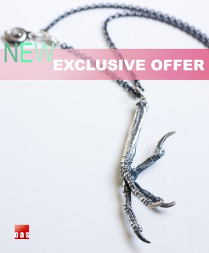 Sterling Silver Antique Gothic Jewelry Bird Talon Claw Charm Pendant Necklace