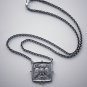 Silver Greek Classical Square Athena's Owl Tetradrachm Pendant W/Chain - no.8