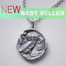 Sterling Silver Athna's Owl Coin Amulet...No.1 W/18" Chain