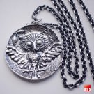 SILVER Cast of GREEK ATHENA'S OWL COIN NECKLACE W/Chain