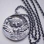 SILVER Cast of GREEK ATHENA'S OWL COIN NECKLACE W/Chain
