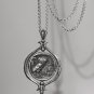 Silver Owl Coin Pendant Necklace..It spins! Onesilversmith Art Studio .