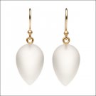 Solid 14k  White Modern Frosty Quartz Designer Earrings