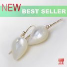 Solid 14k Mother of Pearl Chubby Pointy Drop Earrings