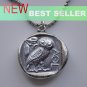 Silver Greek Classical Owl Athena Coin Tetradrachm Pendant Charm Amulet W/Chain-Warren Owl