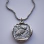 Silver Greek Classical Owl Athena Coin Tetradrachm Pendant Charm Amulet W/Chain-Warren Owl