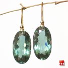 " NEW " Solid Gold 18k Sage Prasiolite Quartz Earrings W/ "FREE" Gift Package