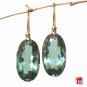 " NEW " Solid Gold 18k Sage Prasiolite Quartz Earrings W/ "FREE" Gift Package