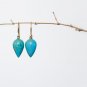 " NEW" Solid 14k Gold Mexican Turquoise Earrings W/ Lever Back Option / no.88