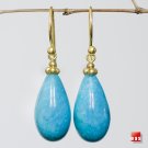 " NEW" Solid 18k Gold Sleeping Beauty Turquoise Earrings