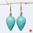 " NEW" Solid 14k Gold Mexican Turquoise Earrings W/ Lever Back Option / no.00