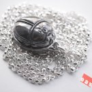 " new" Silver Scarab Amulet W/ Heart Spell in Book of the Dead