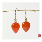 Solid 14k /  Clementine Carnelian " Baby Chickpea " Drop Earrings