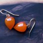 Solid 14k /  Clementine Carnelian " Baby Chickpea " Drop Earrings