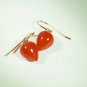 Solid 14k /  Clementine Carnelian " Baby Chickpea " Drop Earrings