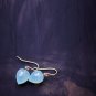 Solid 14k /  Aqua Chalcedony  "Baby Chickpea"  Briolette Pointy Drop Earrings