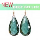 Solid 14k. Premium Giant Green Heliodor Earrings