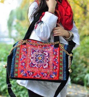 Happy-Embroidery red handbag,shoulder bag
