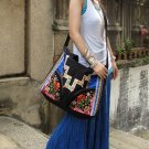 Handmade black embroidery handbag