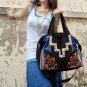 Handmade black embroidery handbag