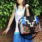 Handmade black embroidery handbag