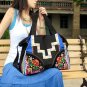 Handmade black embroidery handbag
