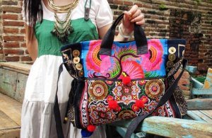 Unique handmade embroidery shoulder bag