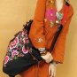 Colorful flower embroidered tote shoulder bag