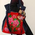 Red embroidery handbag,tote should bag