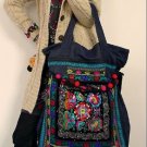 Blue embroidery tote bag,handbag