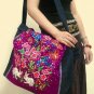 Embroidered tote shoulder message bag
