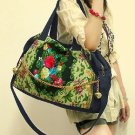 Wild Forest Flower-- embroidered tote shoulder bag