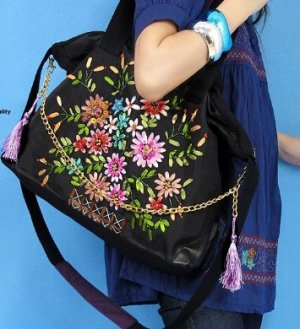 Embroidery backpack bag,handbag