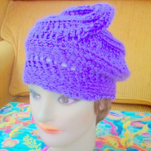Skullcap Beanie Hat in Purple - Skull Caps for Women - Crochet