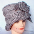 Cloche Hat in Gray - Clcohe Hat for Women - Crochet