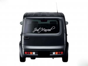 JUST MARRIED Wedding Wall Quote Vinyl Sticker Decal