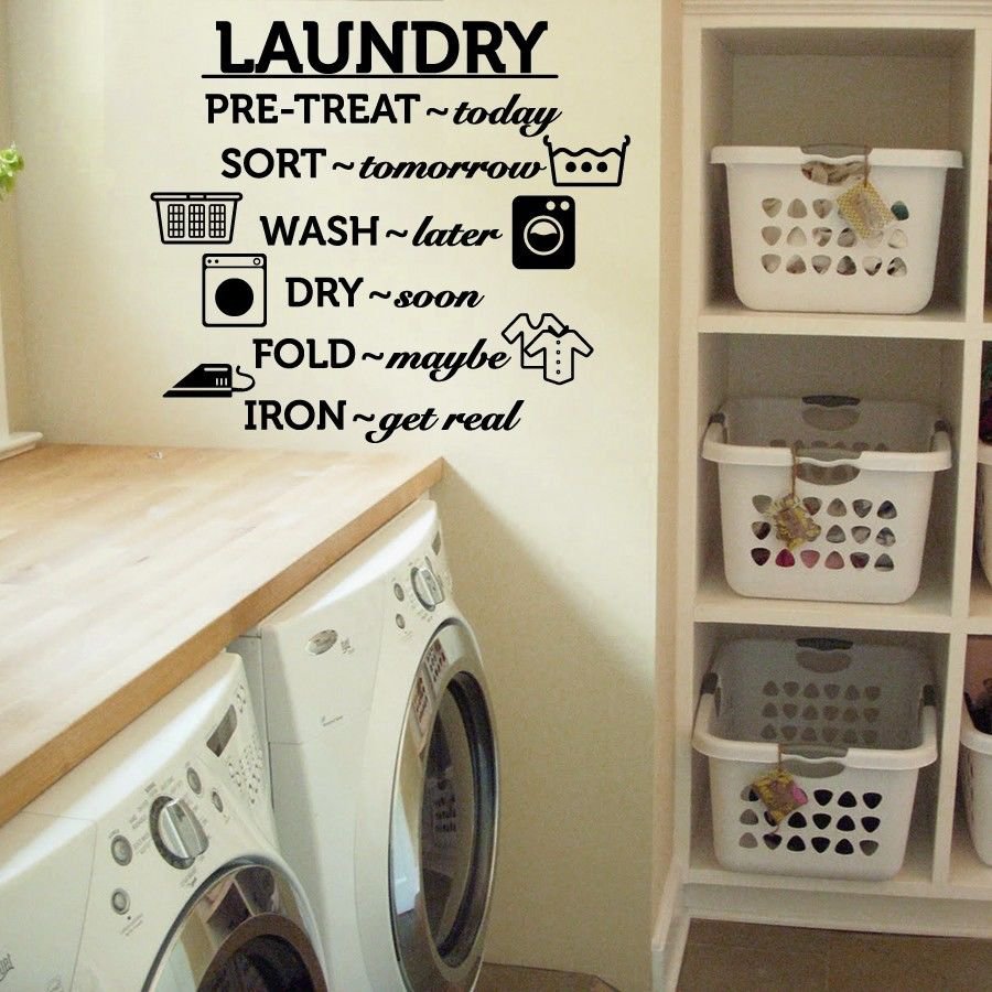Laundry Room Wash Dry Fold Iron Vinyl Wall Quote Sticker Decal 43"w x 36"h